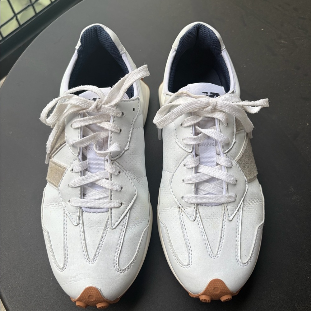 Women’s New Balance White Athletic Sneakers with Tan Accents